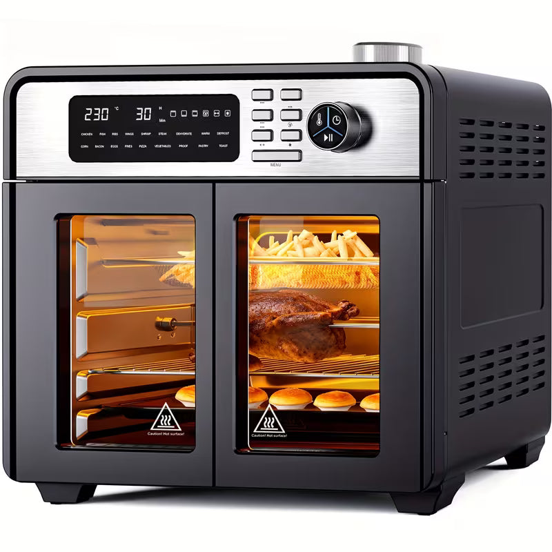28L Air Fryer Oven With Rotisserie, 18 In 1 Large Air Fryer Cook Countertop Convection Oven, Oil Free Airfryer Fast Cooking Roast